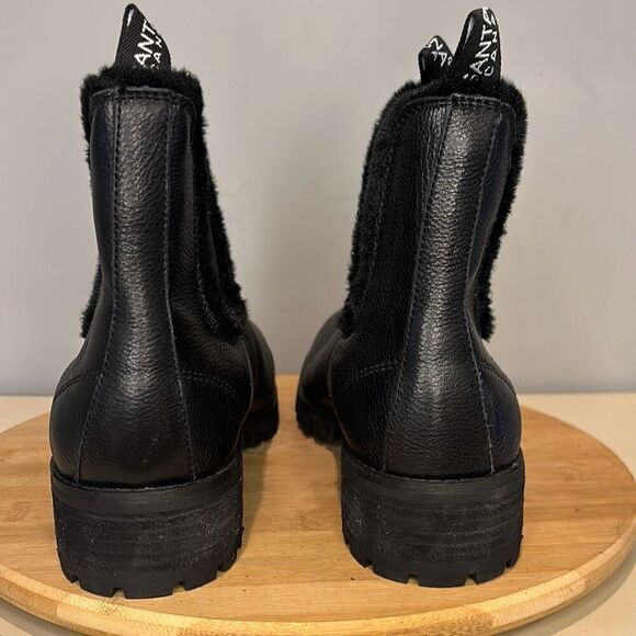 Santana Canada Women's Nina Leather‎ Faux Fur Trim Ankle Boots Black Size 11 - Picture 6 of 10